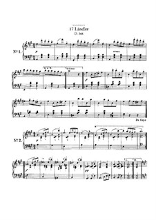 Seventeen Ländler, D.366: For piano by Franz Schubert