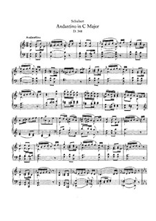 Andantino for Piano in C Major (Fragment), D.348: For a single performer by Franz Schubert