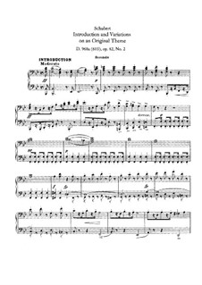 Variations on an Original Theme, D.603/968a Op.82 No.2: For piano four hands by Franz Schubert