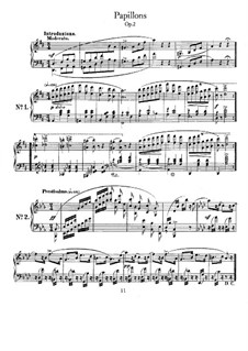 Papillons, Op.2: For piano by Robert Schumann