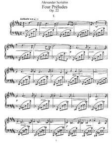 Four Preludes, Op.22: For piano by Alexander Scriabin