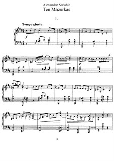 Ten Mazurkas, Op.3: Complete set by Alexander Scriabin