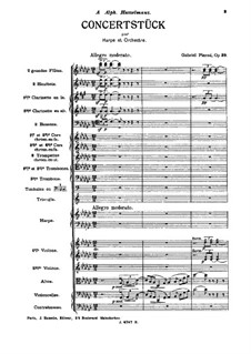 Concert Piece for Harp and Orchestra, Op.39: Full score by Gabriel Pierné