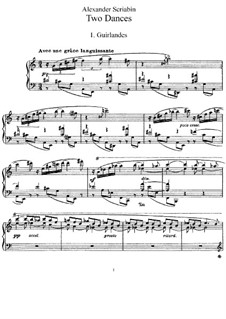 Two Dances, Op.73: For piano by Alexander Scriabin