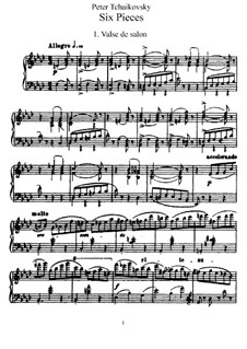 Six Pieces for Piano, TH 143 Op.51: Complete set by Pyotr Tchaikovsky