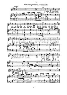No.13 Mit dem grünen Lautenbande (With the Green Lute-Riband): For voice and piano by Franz Schubert