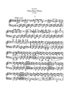 Three Piano Pieces, D.946: For a single performer by Franz Schubert