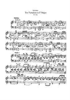 Ten Variations for Piano in F Major, D.156: For a single performer by Franz Schubert