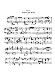 Andante for Piano in C Major, D.29: For a single performer by Franz Schubert