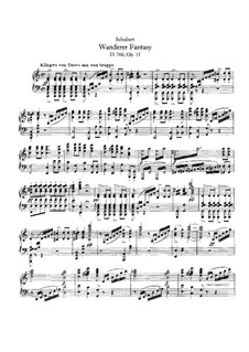 Fantasia for Piano in C Major 'Wanderer', D.760 Op.15: For a single performer by Franz Schubert