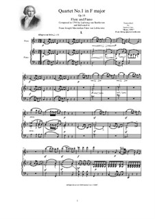 Quartet No.1 in F Major: Verdion for flute and piano - score and part by Ludwig van Beethoven