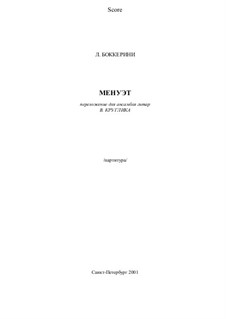 Minuet (Instrumental version): For quintet guitars by Luigi Boccherini