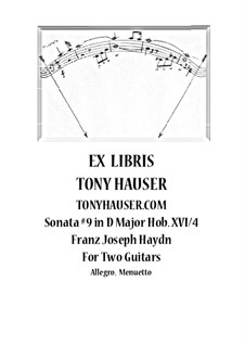 Sonata for Piano No.9 in D Major, Hob.XVI/4: Arrangement for two guitars by Joseph Haydn