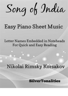 Sadko. Opera: Song of India, for easy piano by Nikolai Rimsky-Korsakov