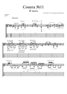 Movement II Menuetto: For guitar by Wolfgang Amadeus Mozart