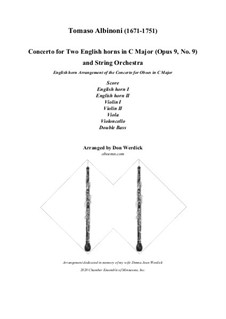 Concerto No.9 in C Major: Version for two english horns and string orchestra by Tomaso Albinoni