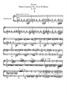 Concerto for Piano and Orchestra No.20 in D Minor, K.466: Arrangement for two pianos four hands by Wolfgang Amadeus Mozart