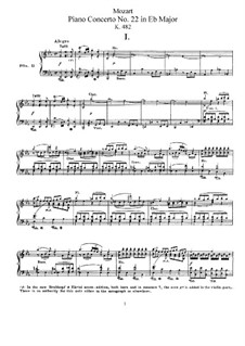 Concerto for Piano and Orchestra No.22 in E Flat Major, K.482: Arrangement for two pianos four hands by Wolfgang Amadeus Mozart