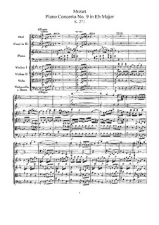Concerto for Piano and Orchestra No.9 in E Flat Major 'Jeunehomme', K.271: Full score by Wolfgang Amadeus Mozart