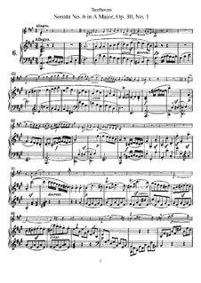 Sonata for Violin and Piano No.6, Op.30 No.1: Score, solo part by Ludwig van Beethoven