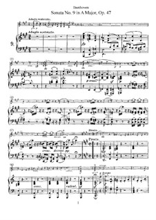 Sonata for Violin and Piano No.9 'Kreutzer', Op.47: Score, solo part by Ludwig van Beethoven