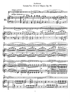 Sonata for Violin and Piano No.10, Op.96: Score, solo part by Ludwig van Beethoven