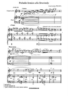 Preludio Ironico alla Stravinsky: For clarinet and piano by Luca Luciano