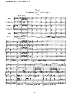 Symphony No.1 in E Flat Major, K.16: Full score by Wolfgang Amadeus Mozart