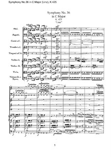 Symphony No.36 in C Major, K.425: Full score by Wolfgang Amadeus Mozart