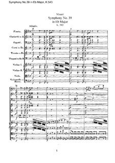 Symphony No.39 in E Flat Major, K.543: Full score by Wolfgang Amadeus Mozart