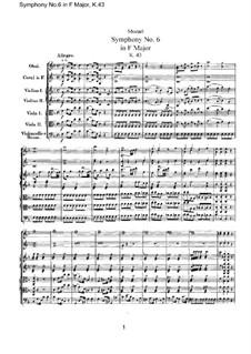 Symphony No.6 in F Major, K.43: Full score by Wolfgang Amadeus Mozart