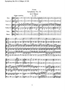 Symphony No.16 in C Major, K.128: Full score by Wolfgang Amadeus Mozart