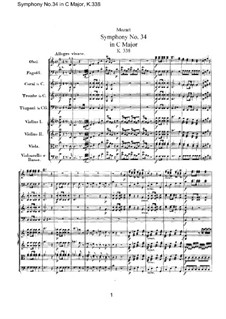 Symphony No.34 in C Major, K.338: Full score by Wolfgang Amadeus Mozart
