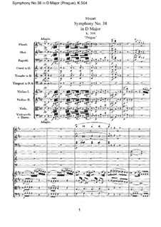 Symphony No.38 in D Major 'Prague', K.504: Full score by Wolfgang Amadeus Mozart