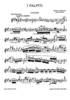 Variations on 'I Palpiti' for Violin and Piano, Op.13: Solo part by Niccolò Paganini