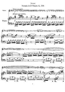 Sonata for Violin and Piano No.23 in D Major, K.306: Score, solo part by Wolfgang Amadeus Mozart