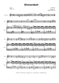 Oh Shenendoah (Shenandoah): For french horn solo and piano by folklore