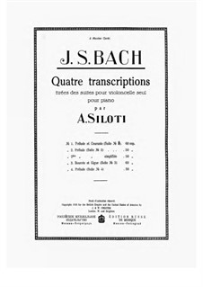 Suite for Cello No.3 in C Major, BWV 1009: Bourrée and Gigue, for piano by Johann Sebastian Bach