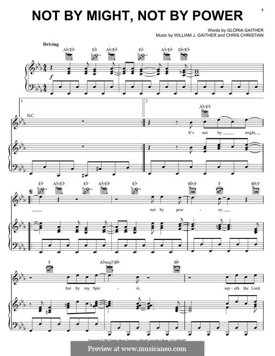 Not by might not by power by w j gaither sheet music on musicaneo