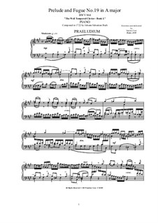 Prelude and Fugue No.19 in A Major, BWV 864: For piano by Johann Sebastian Bach