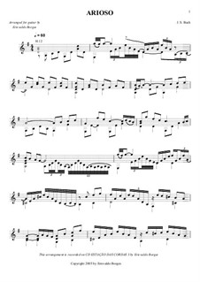 Ich steh mit einem Fuss im Grabe, BWV 156: Arioso, for guitar by Johann Sebastian Bach