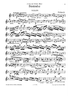 Sonata for Violin and Piano: Solo part by Poldowski