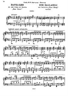 Variations on Two Themes from the Ballet 'Chao Kang': For piano by Mikhail Glinka