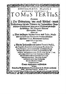 Syntagma musicum: Volume III 'Termini musici' by Michael Praetorius