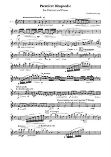 Rhapsody No.1 in G Flat Major, L.116: Clarinet part by Claude Debussy
