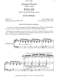 Edgar: Piano-vocal score by Giacomo Puccini