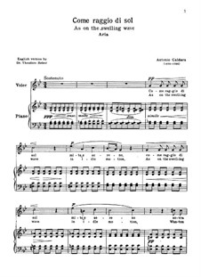 Come raggio di sol: For voice and piano by Antonio Caldara