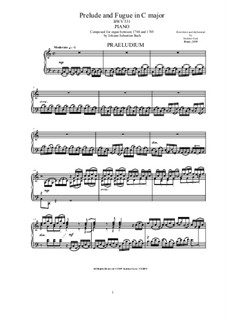 Prelude and Fugue No.1 in C Major, BWV 531: For piano by Johann Sebastian Bach