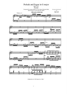 Prelude and Fugue No.11 in G Major, BWV 541: Arrangement for piano by Johann Sebastian Bach