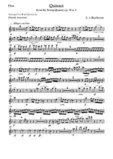 Quartet No.1 in F Major: Arrangement for wind quintet - all parts by Ludwig van Beethoven